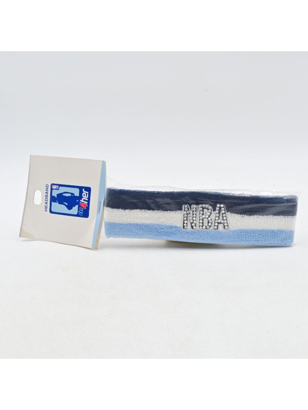 NBA 4Her Headband Blue White Sparkle Crystal Rhinestone Hair Accessory New Tags